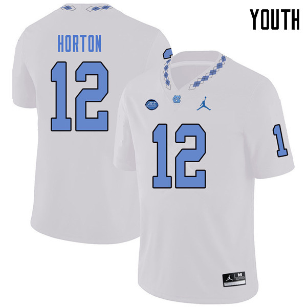 Jordan Brand Youth #12 Ethan Horton North Carolina Tar Heels College Football Jerseys Sale-White